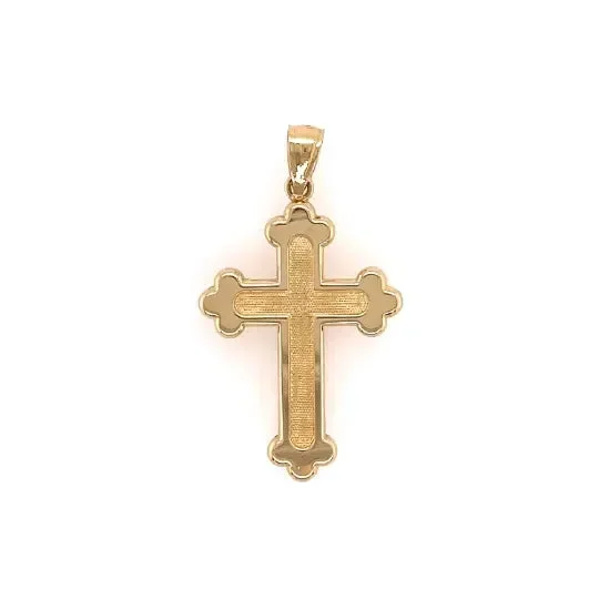 Budded Inlay Orthodox Cross 14K Yellow