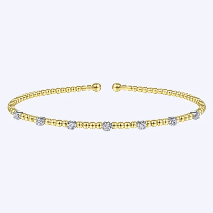 Bujukan Bead Cuff Bracelet with Diamond Stations