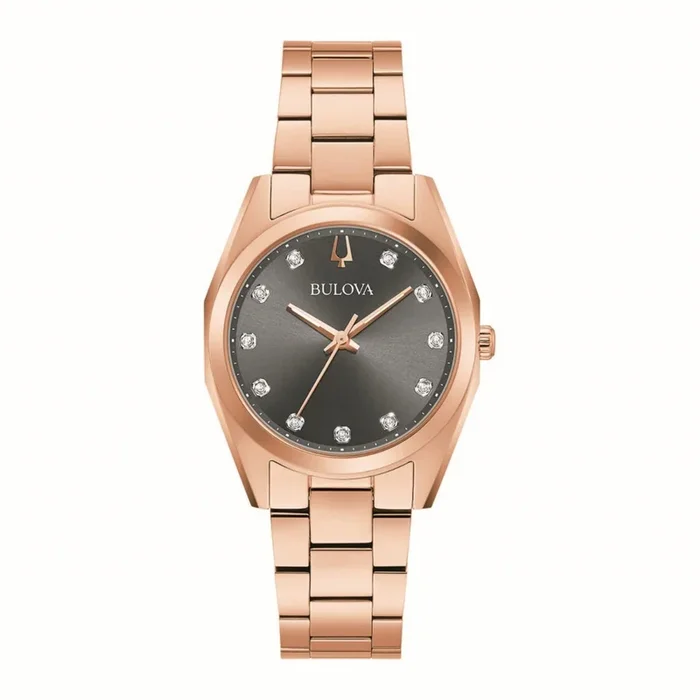 Bulova Classic Collection Diamond Accent Watch with 31MM Grey Round Dial and Stainless Steel Bracelet. 97P156