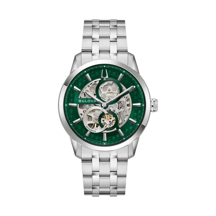Bulova Green Dial Stainless Steel Bracelet Sutton. 96A329