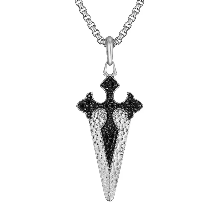 Bulova Marc Anthony Collection Sterling Silver and Natural Diamond Cross Pendant