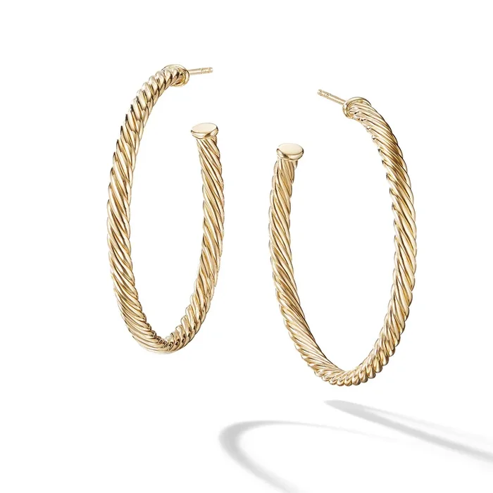 Cablespira® Hoop Earrings in 18K Yellow Gold, 1.5in