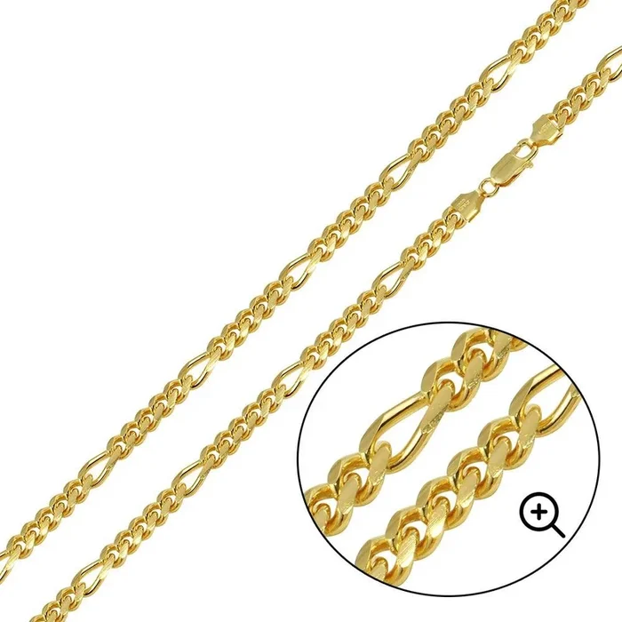 Cadena cubana Figaro de plata de ley 925 bañada en oro de 4,9 mm – CH463GP