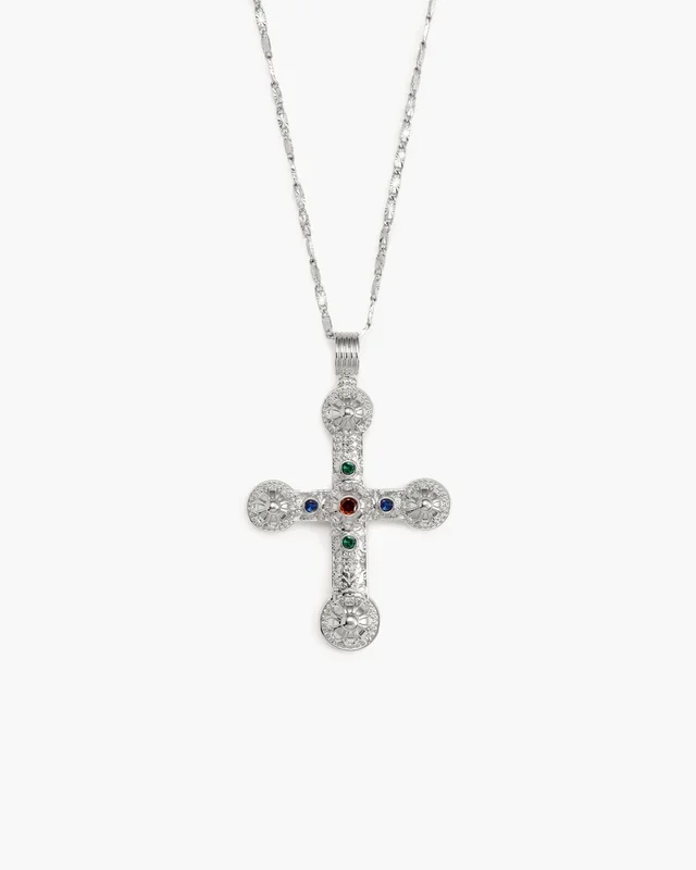 Cadena de cruz XL en plata