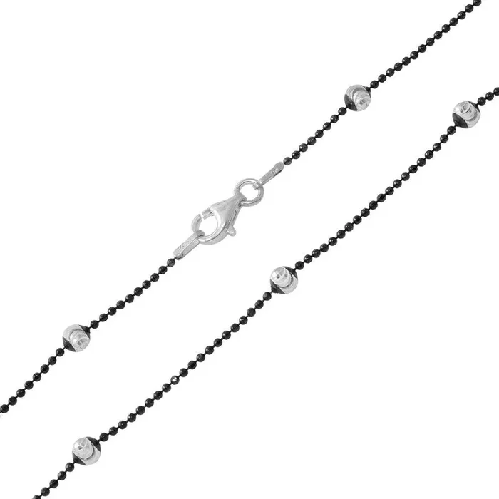 Cadena de cuentas BW DC 004 con diseño de ondas alternas de plata de ley 925 rodiada negra – CH256 BLK
