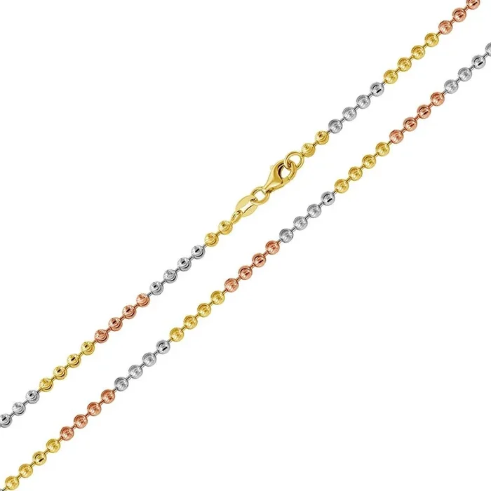 Cadena de cuentas de 2 mm con corte de diamante y diseño ondulado de plata de ley 925 multichapada – CH262 MUL