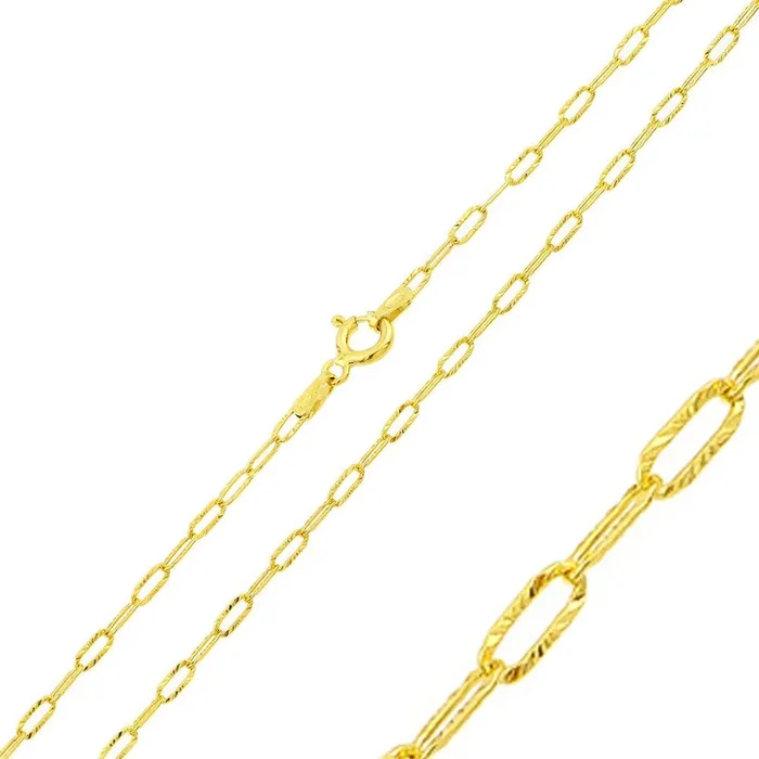 Cadena de eslabones de clip DC ovalada ancha chapada en oro de plata 925 de 2,4 mm – CH351 GP