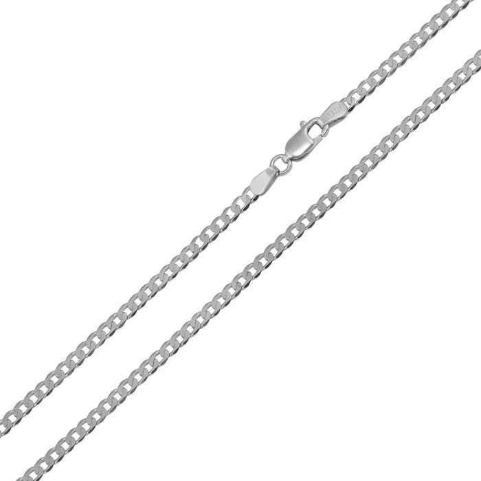 Cadena de eslabones superplana de plata de ley 925 rodiada, talla 060, 2,3 mm – CH415 RH
