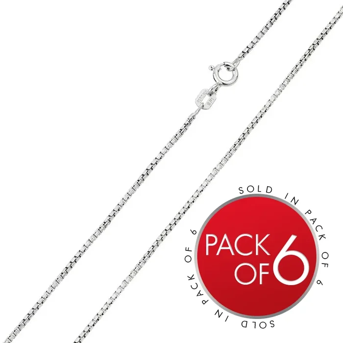Cadena de plata de ley 925 rodiada con corte de diamante redondo 0.24 de 1,2 mm (paquete de 6) – CH209 RH