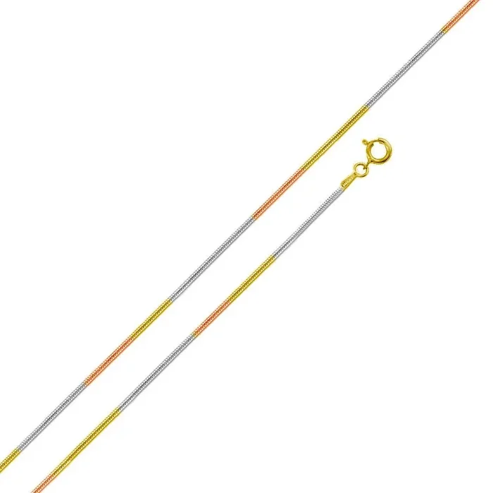 Cadena de serpiente redonda de plata de ley 925 multichapada de 1 mm – CH272 MUL