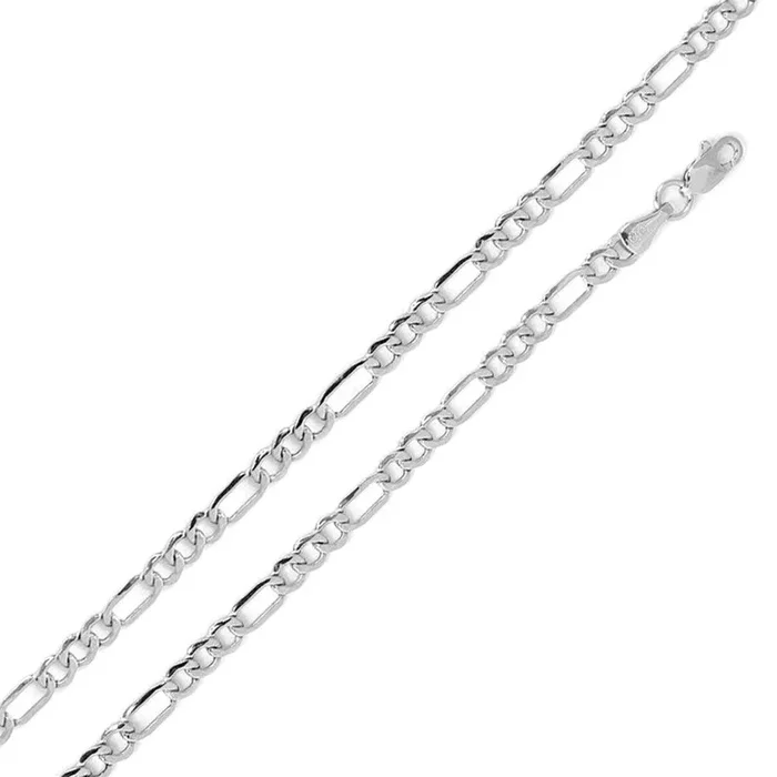 Cadena Figaro ligera y plana de 4 mm en plata de ley 925 rodiada – CH1-100 RH