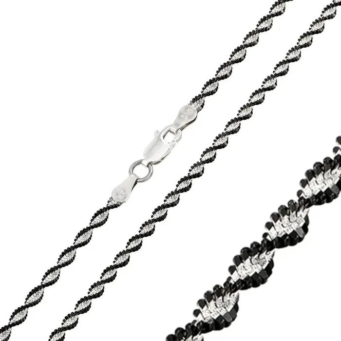 Cadena mágica trenzada de 2 tonos chapada en rodio negro de plata 925 – CH252 BLK