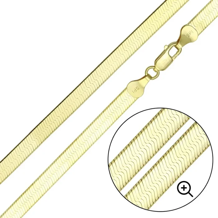 Cadena o pulsera de espiga de plata de ley 925 bañada en oro de 5,5 mm – CH384 GP