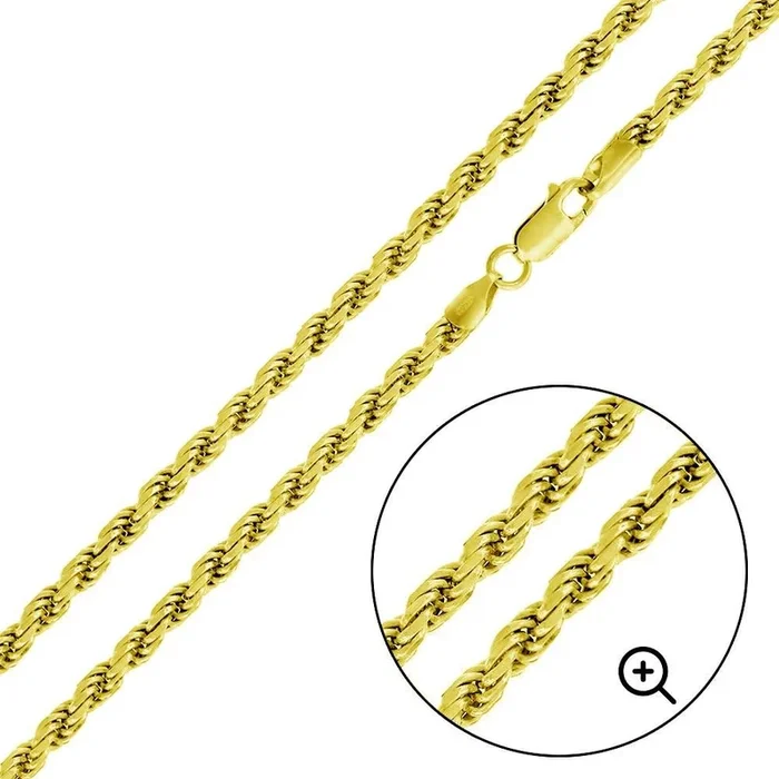 Cadena o pulsera de plata de ley 925 bañada en oro de 100 quilates de 4,4 mm – CH395 GP