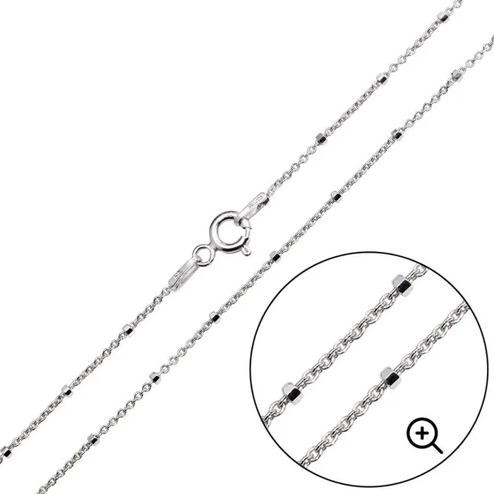 Cadenas de cuentas de talla diamante chapadas en rodio de 1,4 mm – CH451 RH
