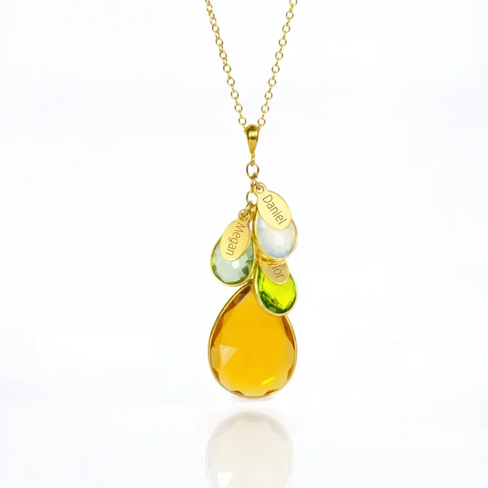 Cascade with Mother’s Birthstone & Children’s Birthstones With Name Charms