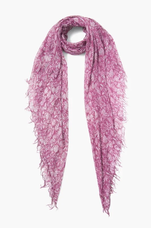 Cashmere and Silk Scarf Mulberry Dahlia Floral