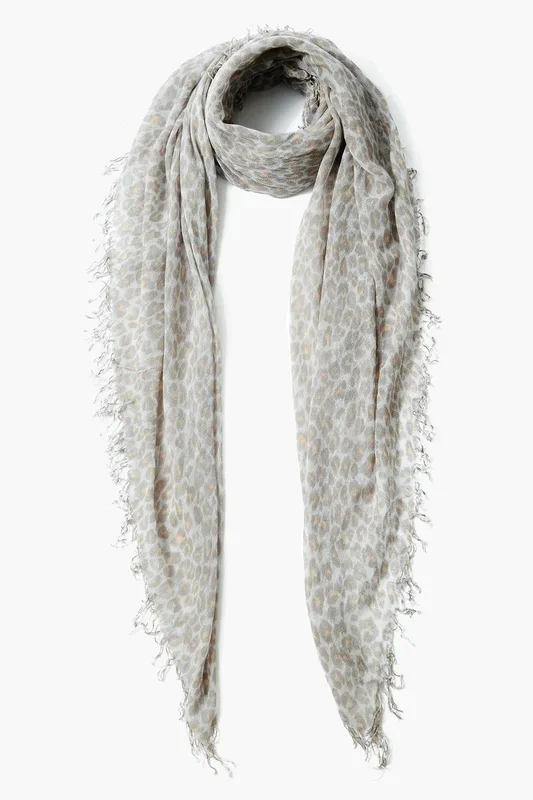 Cashmere and Silk Scarf White Leopard