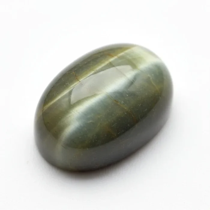 Cats Eye 1PC Large 9×11 MM Oval Cabochon Gray Lustrous Precious Loose Gemstone