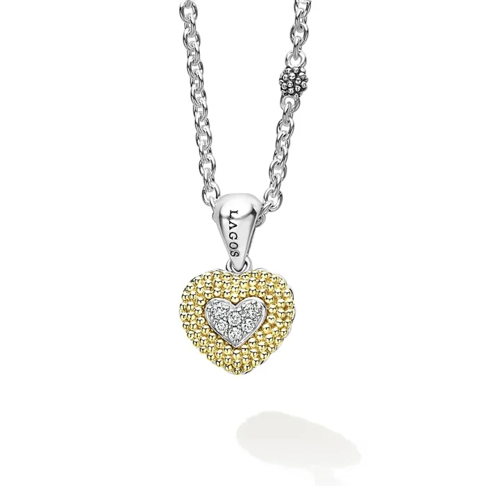 Caviar Lux Diamond Heart Necklace