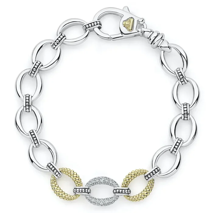 Caviar Lux Single Station Diamond Link Bracelet