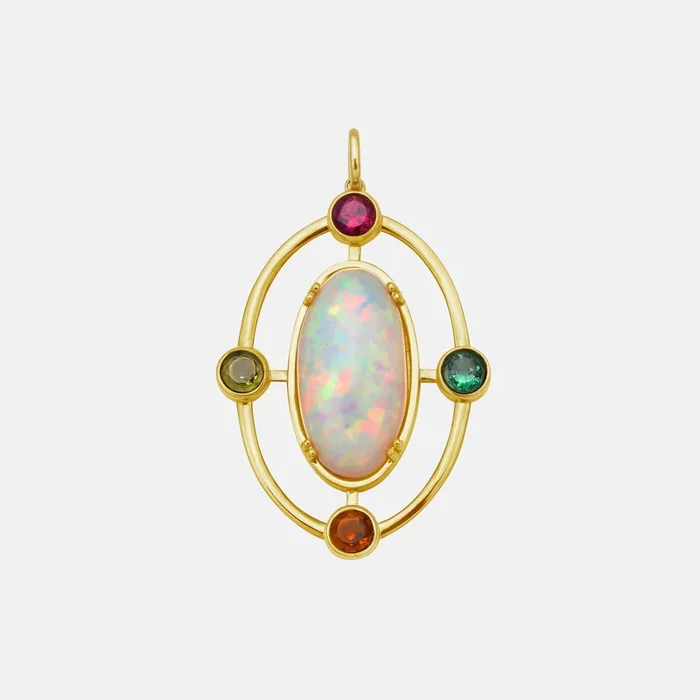 Celestine Opal and Multi Tourmaline Pendant