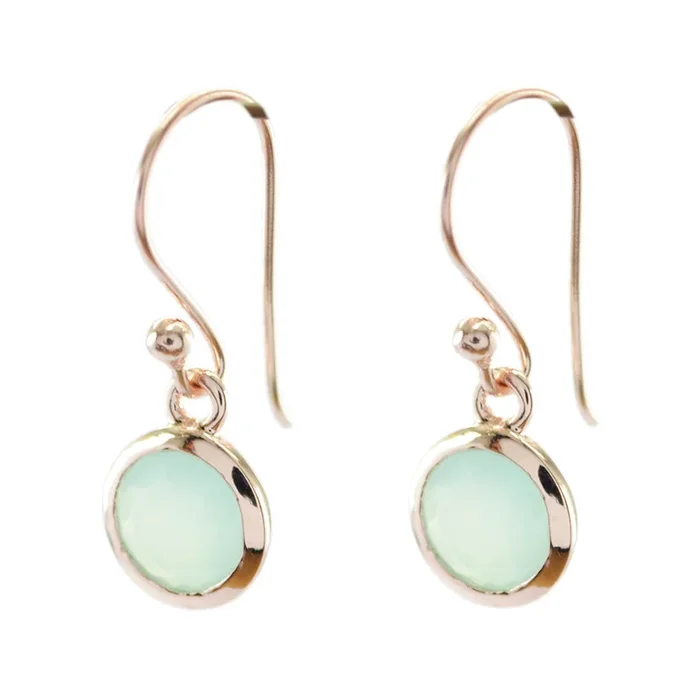 Chalcedony African Mia Solitaire Dangle Blue 925 Sterling Silver Earring