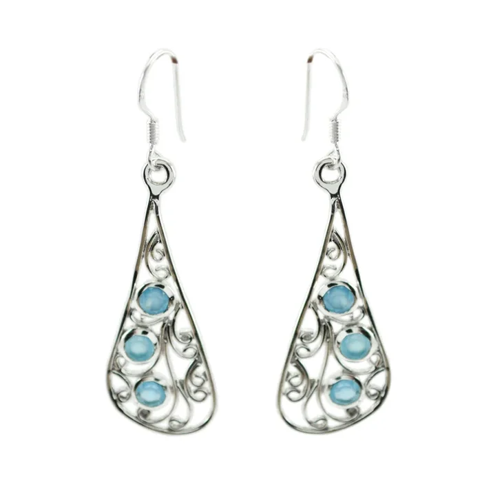 Chalcedony American Patricia multiple Dangle Blue 925 Silver Earring