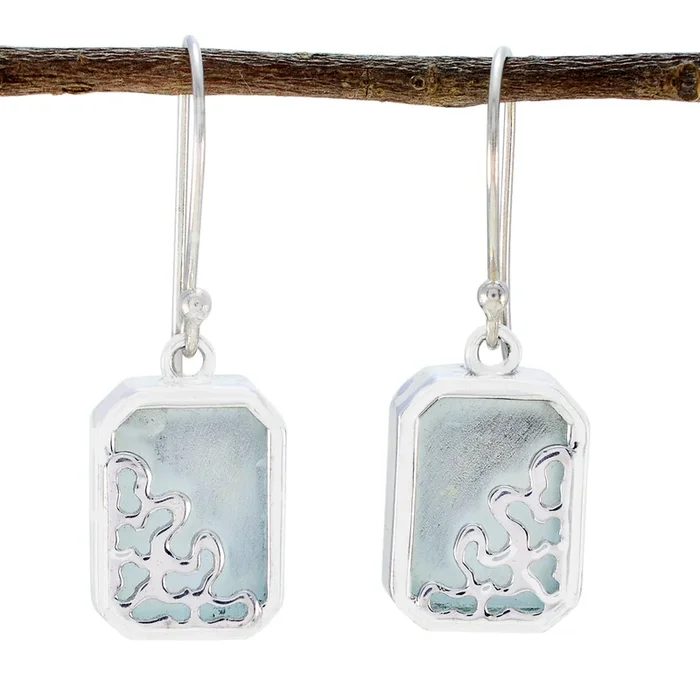 Chalcedony Egyptian Zoe Solitaire Dangle Blue 925 Silver Earring