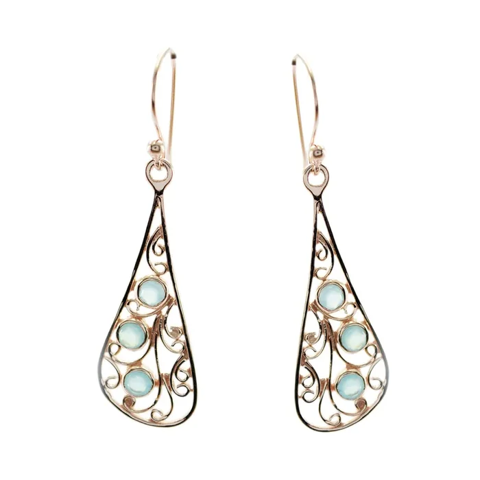 Chalcedony Latin American Claire multiple Dangle Blue 925 Silver Earring