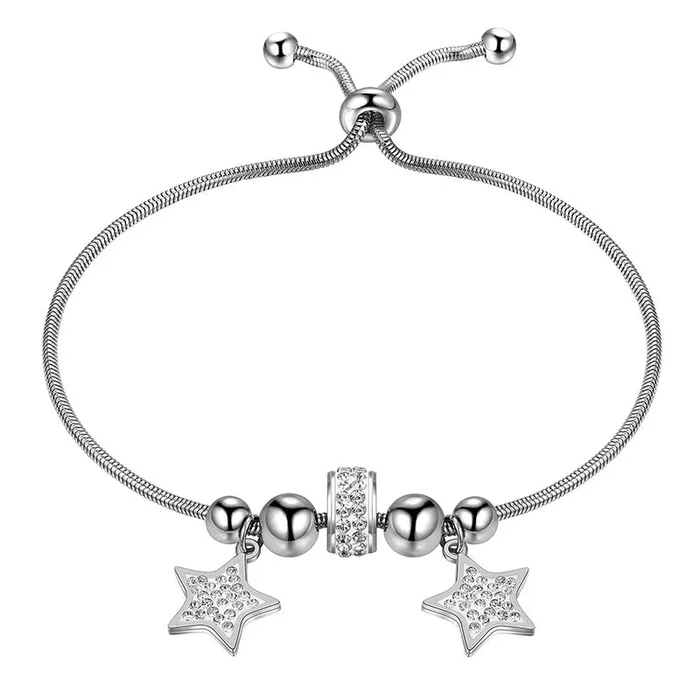 Charm Bead Lucky Star Link Pulseras Mujer Joyería Acero inoxidable