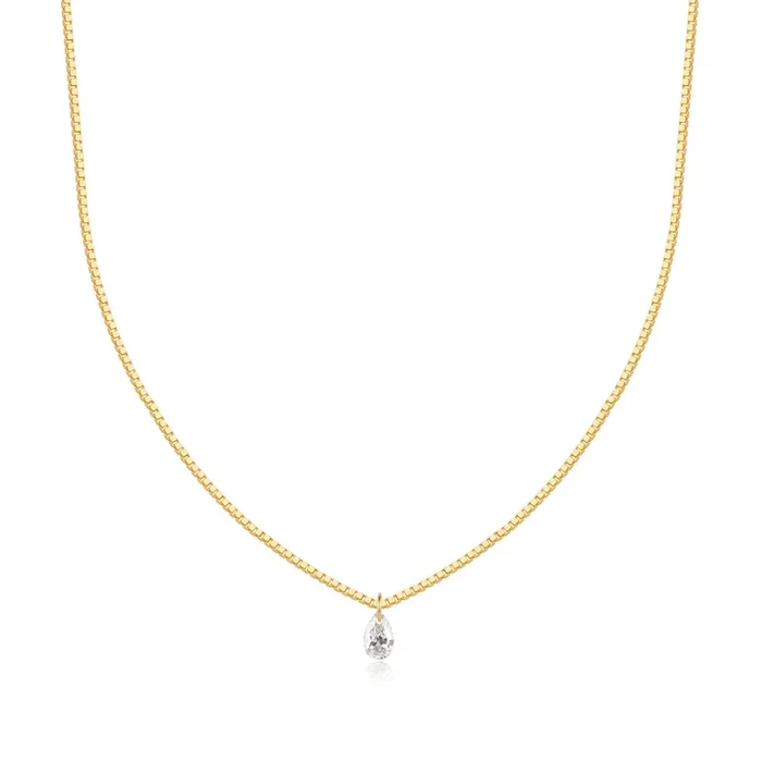 CHASSE | Pear Shape Floating Diamond Necklace