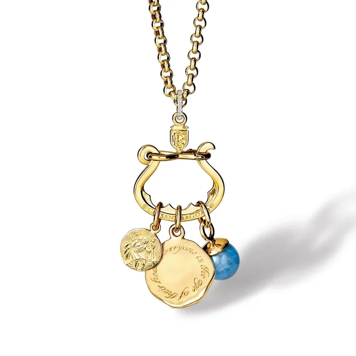 Chatelaine Charm Holder Pendant Yellow Gold – Diamond Pavé