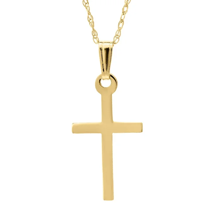 Child 14K Yellow Gold 10x21mm Cross Pendant Necklace