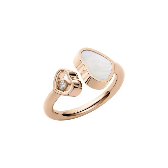 Chopard Happy Hearts ring in rose gold, diamonds, and mother-of-pearl- Lepage