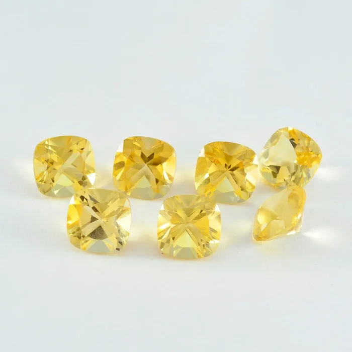 Citrine 10PC Tiny 4×4 MM Cushion Faceted Yellow Brilliant Semi Precious Loose Gemstones