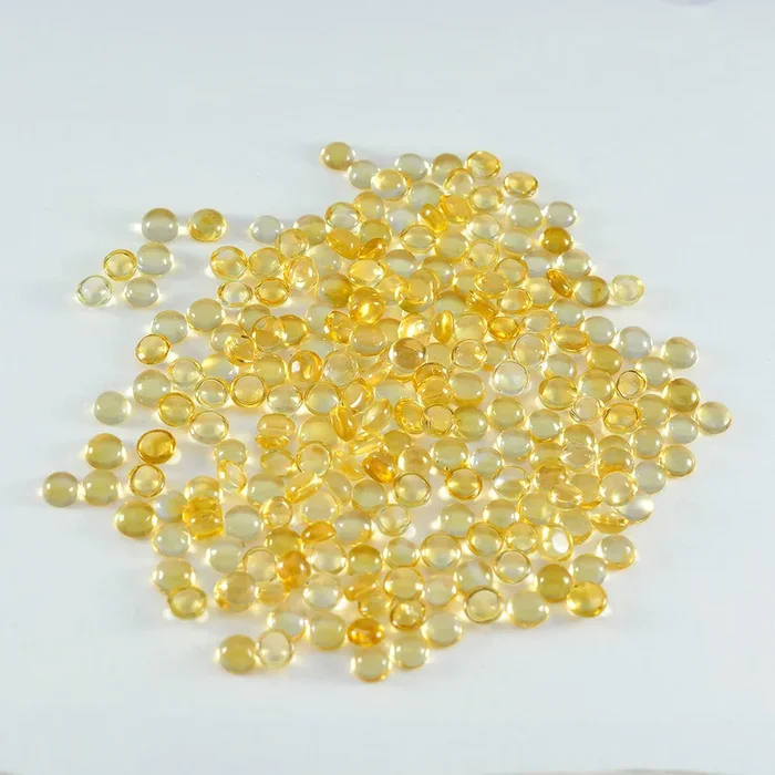 Citrine 10PC Tiny 4×4 MM Round Cabochon Yellow Shine semi Precious Loose Gemstones