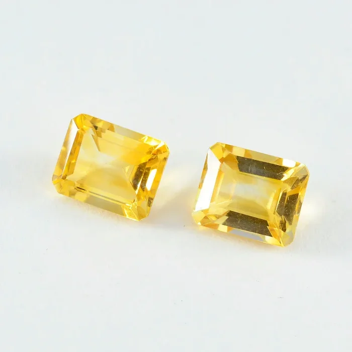 Citrine 1PC Chunky 15×20 MM Emerald Faceted Yellow Brilliant Semi Precious Loose Gems
