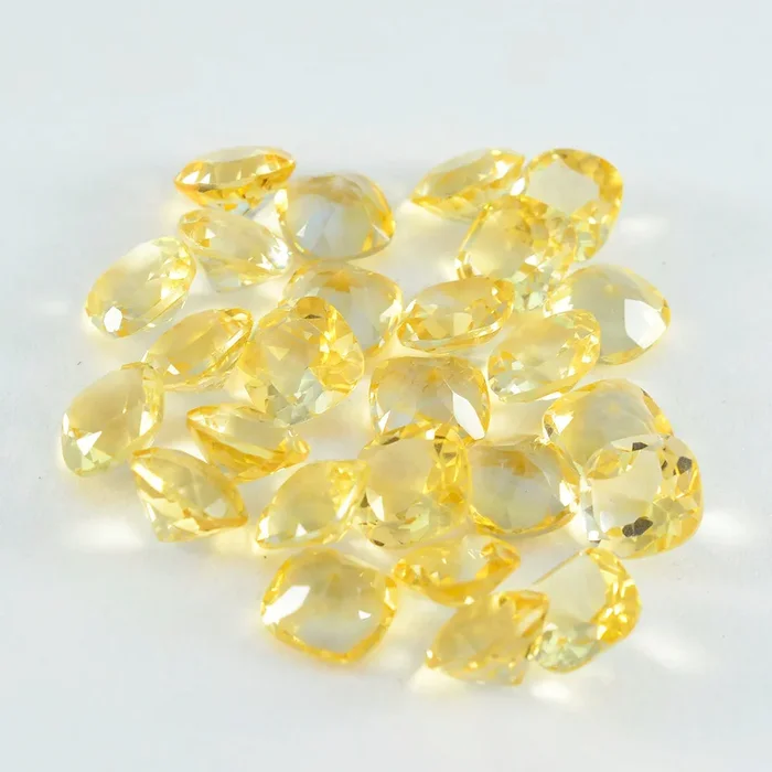 Citrine 1PC Large 10×10 MM Cushion Faceted Yellow Shine Semi Precious Loose Gems