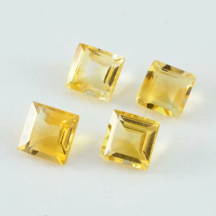 Citrine 1PC Large 12×12 MM Square Faceted Yellow High-Quality Semi Precious Loose Gemstones