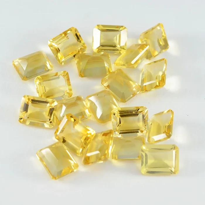 Citrine 1PC Large 8×12 MM Emerald Faceted Yellow Natural Semi Precious Gems