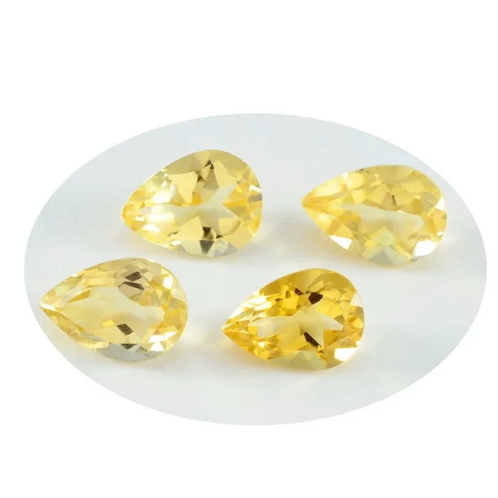 Citrine 1PC Large 8×12 MM Pear Faceted Yellow Fiery Semi Precious Loose Gemstone