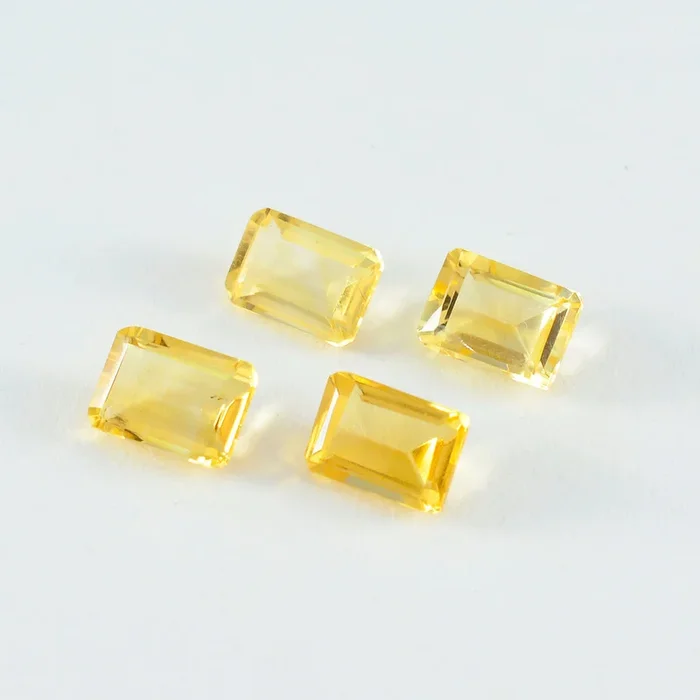 Citrine 1PC Medium 8×10 MM Emerald Faceted Yellow Fine Semi Precious Loose Gemstone