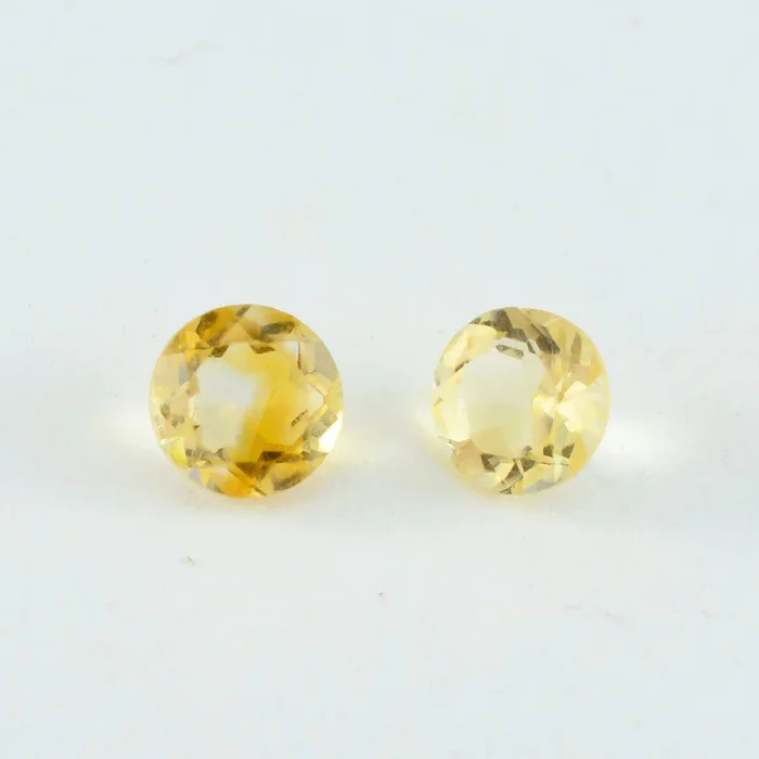 Citrine 1PC Small 8×8 MM Round Faceted Yellow Luster Semi Precious Loose Gemstones