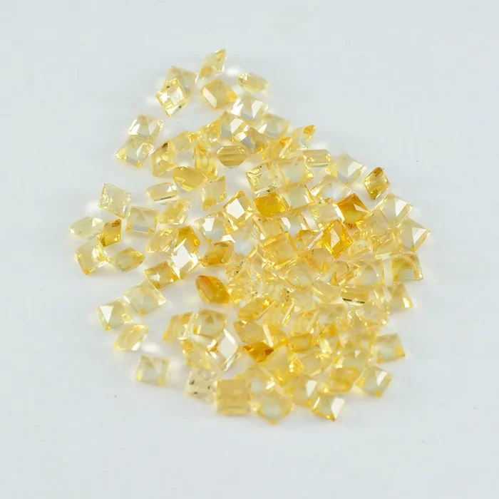 Citrine 1PC Tiny 5×5 MM Square Faceted Yellow Sparkling Semi Precious Gems
