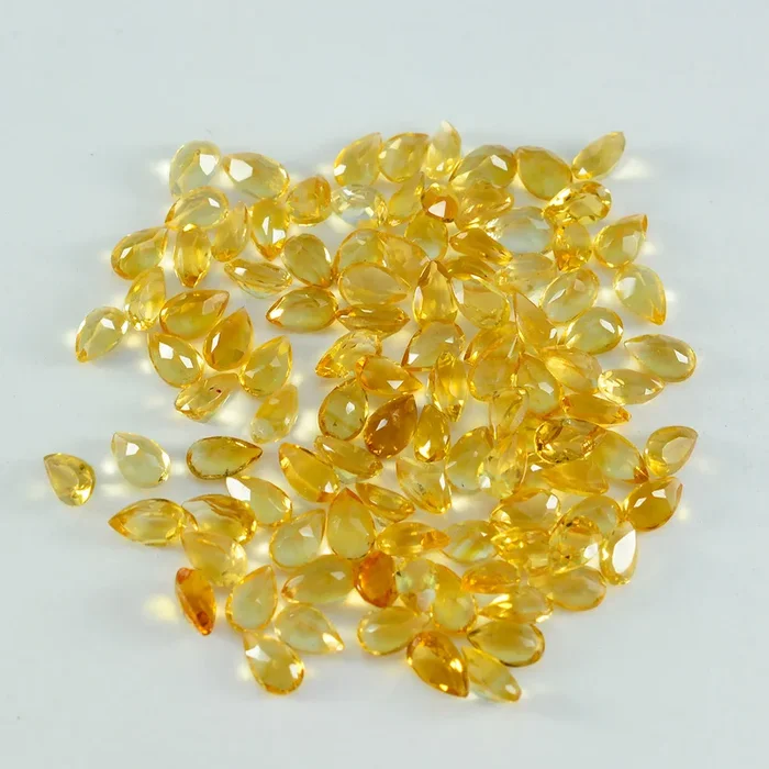 Citrine 1PC Tiny 5×7 MM Pear Faceted Yellow Shine Semi Precious Loose Gemstones