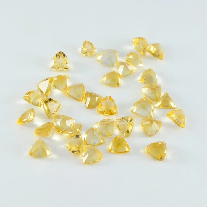 Citrine 1PC Tiny 6×6 MM Triangle Faceted Yellow Polished Semi Precious Loose Gems