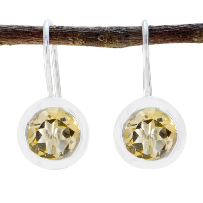 Citrine African Evelyn Solitaire Dangle Yellow 925 Sterling Silver Earring