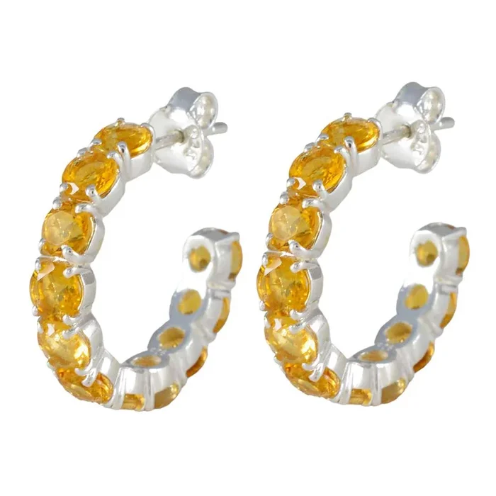 Citrine African Gabriela multiple Stud Yellow 925 Silver Earring