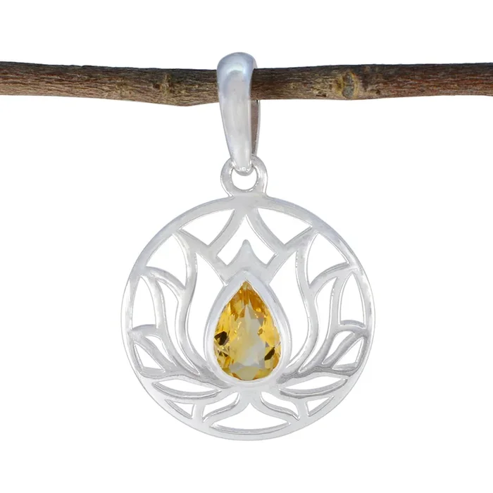 Citrine Dainty German Silver Solitaire Bianca Rope-Wire Yellow Pendant Jewelry